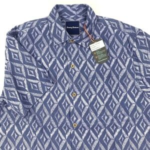 Tommy Bahama Men Camp Shirt Diamond Tiles Sanibel